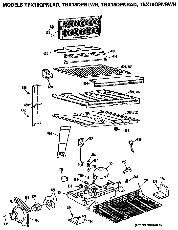 GE TBX18QPNRWH unit diagram