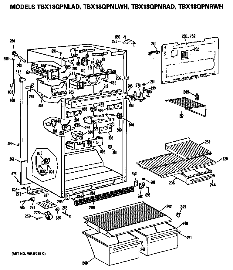 GE TBX18QPNRWH cabinet diagram
