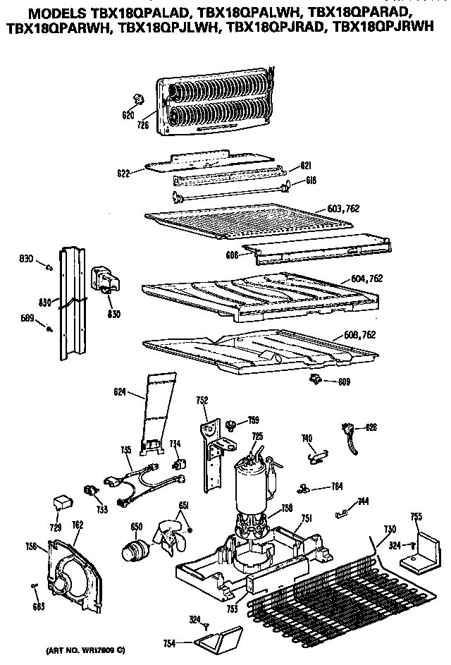 GE TBX18QPARWH unit diagram