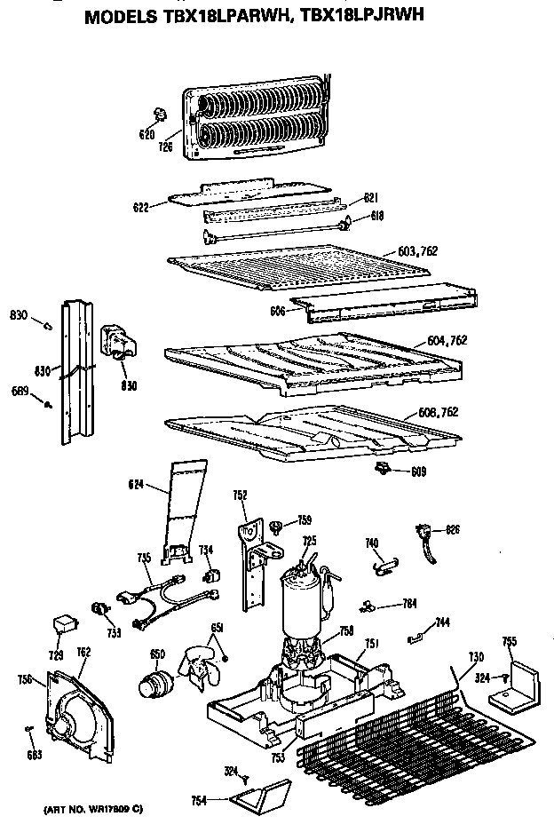 GE TBX18LPJRWH unit diagram