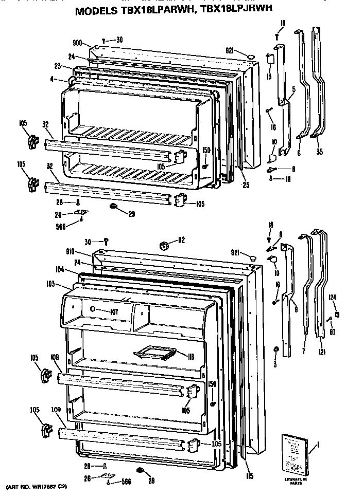 GE TBX18LPJRWH doors diagram