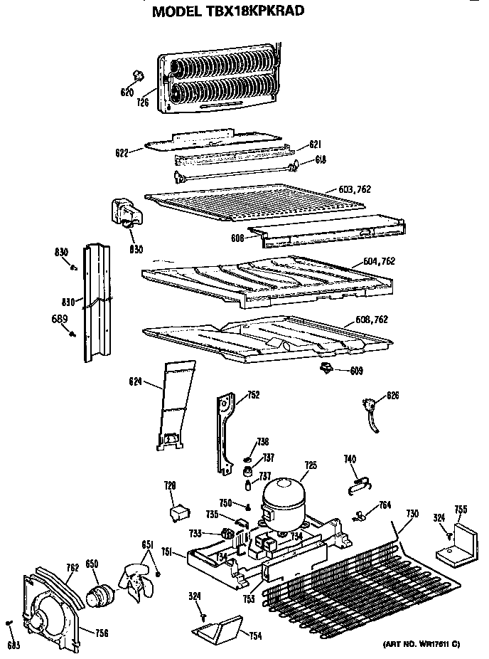 GE TBX18KPKRAD unit diagram