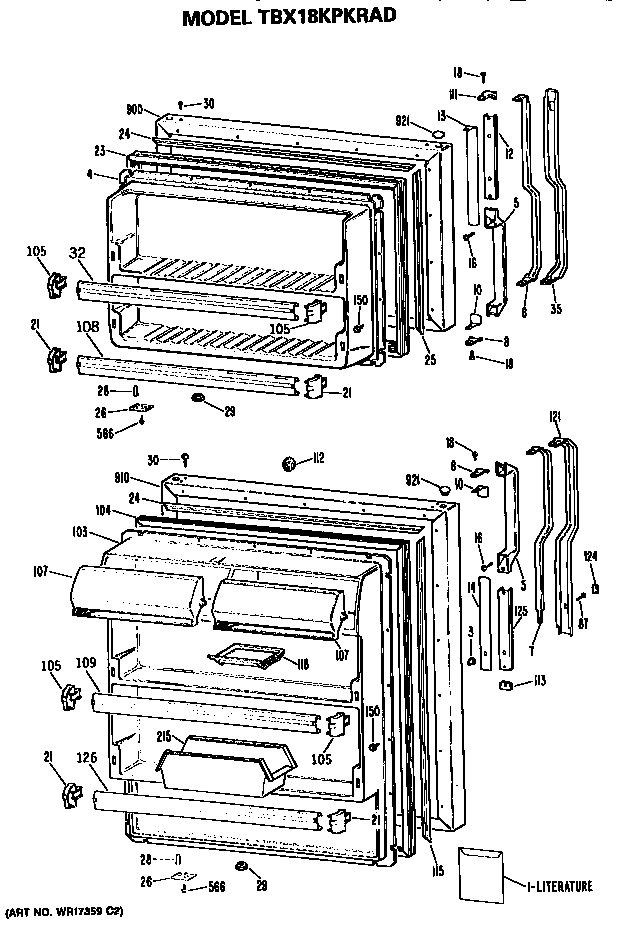 GE TBX18KPKRAD doors diagram