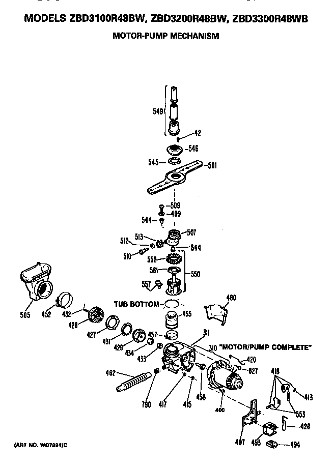GE ZBD3300R48WB motor/pump diagram
