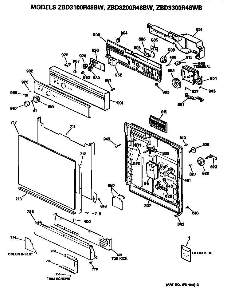 GE ZBD3300R48WB front/control panel diagram