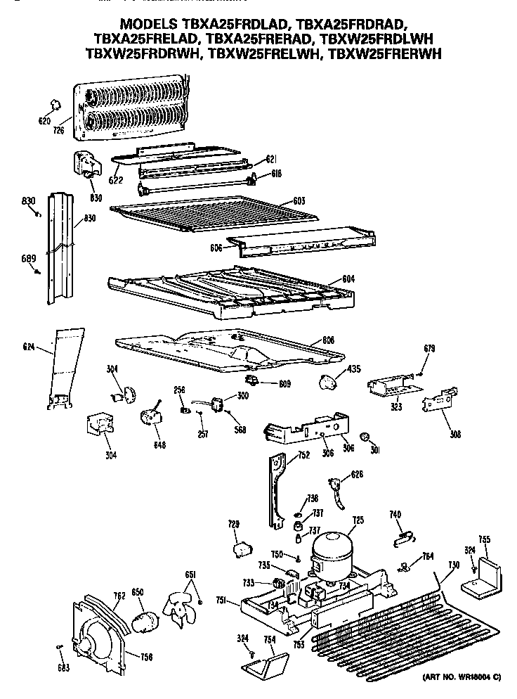 GE TBXA25FRERAD unit diagram