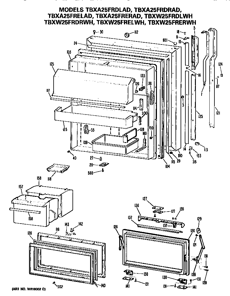 GE TBXA25FRERAD fresh food door diagram