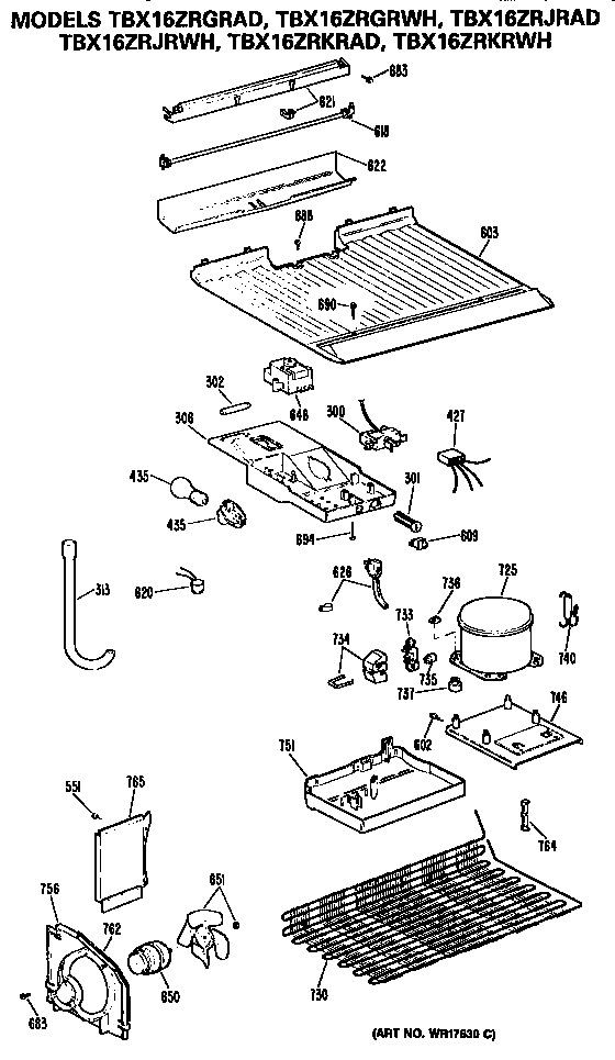 GE TBX16ZRKRWH unit diagram