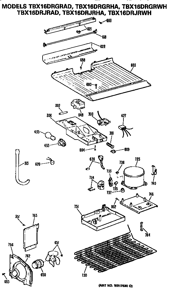 GE TBX16DRGRAD unit diagram