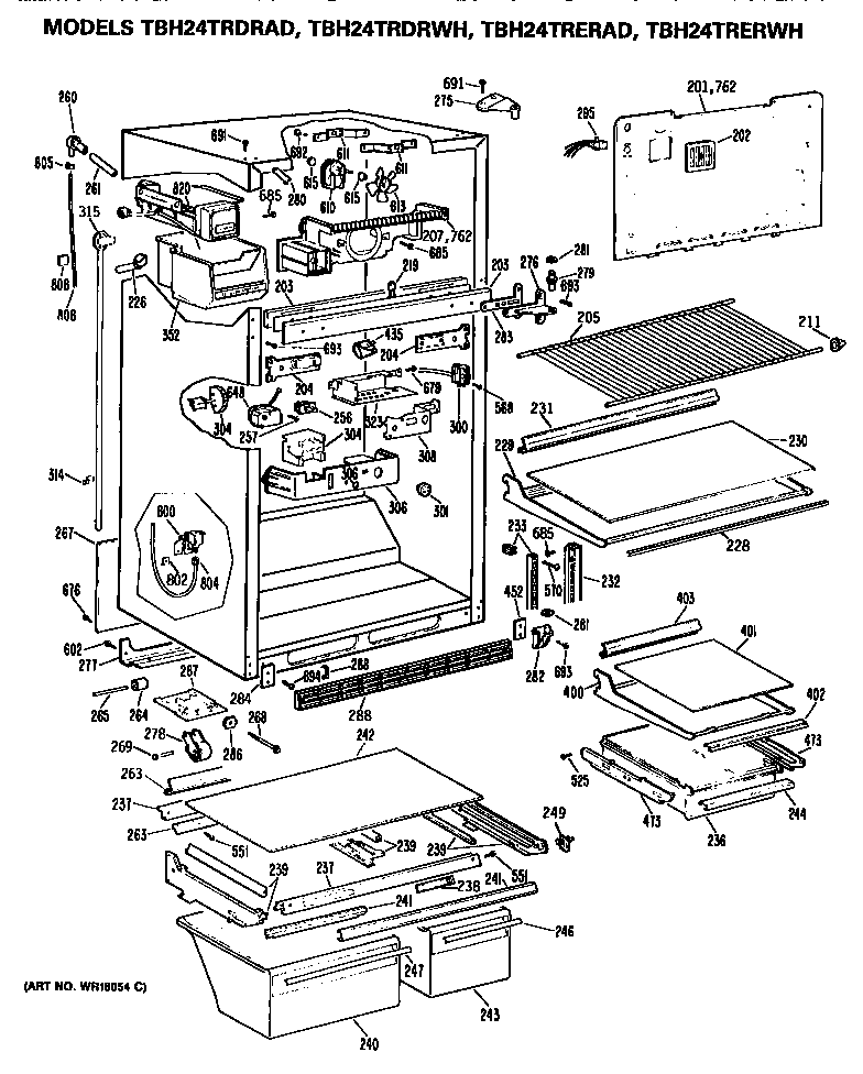 GE TBH24TRERAD cabinet diagram