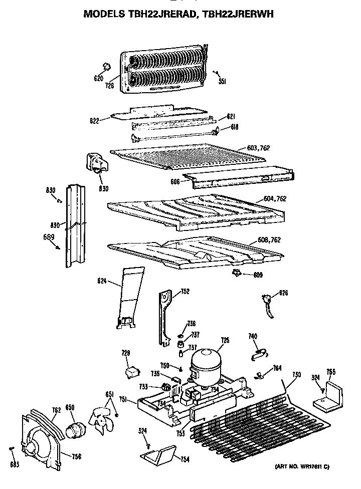 GE TBH22JRERAD unit diagram