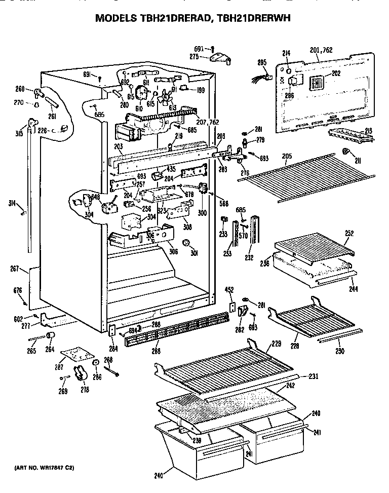 GE TBH21DRERAD cabinet diagram