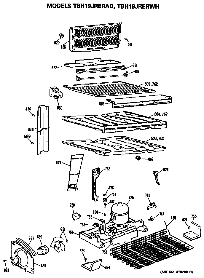 GE TBH19JRERWH unit diagram
