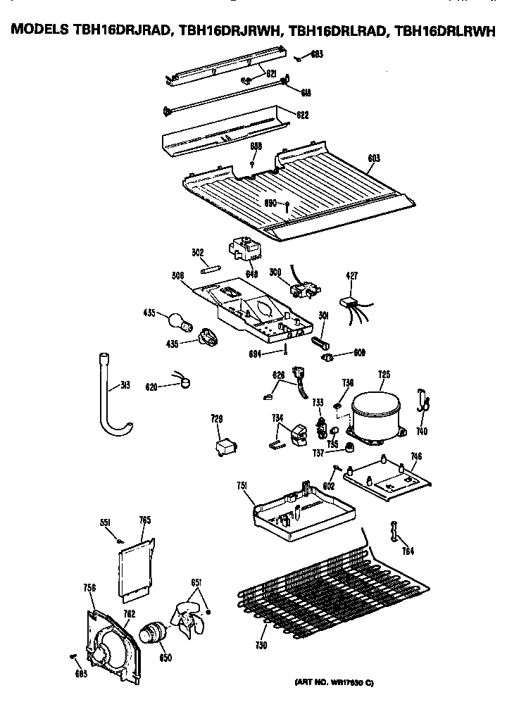 GE TBH16DRLRWH unit diagram
