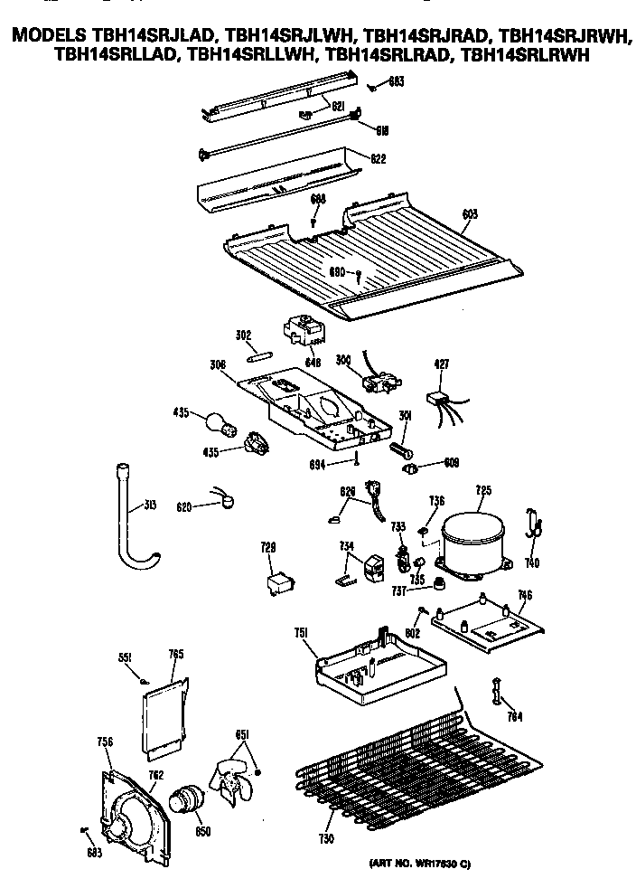 GE TBH14SRLRWH unit diagram