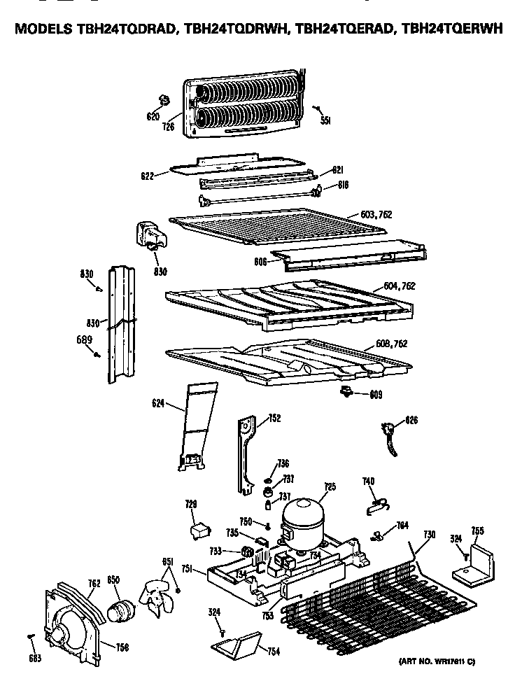 GE TBH24TQDRWH unit diagram