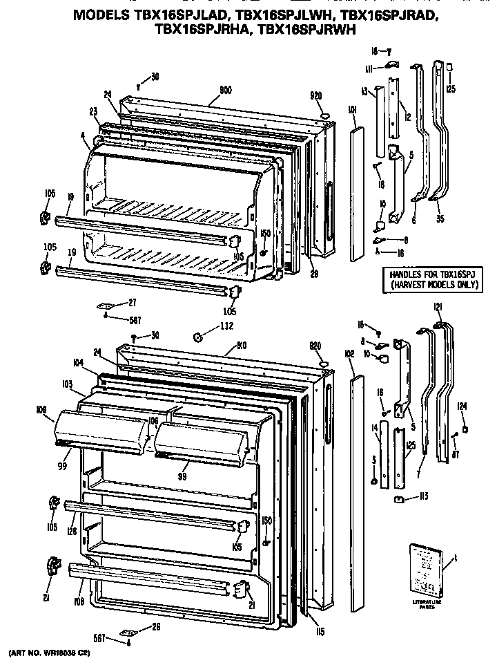 GE TBX16SPJRHA doors diagram