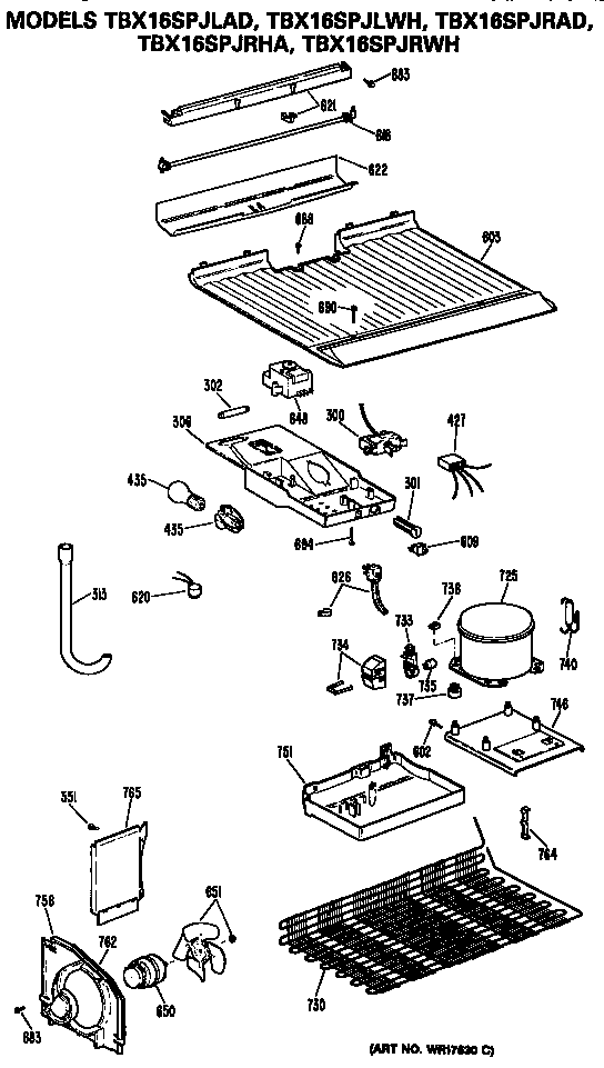 GE TBX16SPJRHA unit diagram
