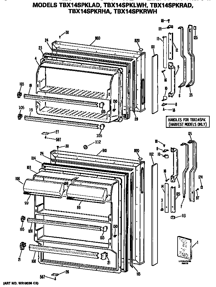 GE TBX14SPKRWH doors diagram