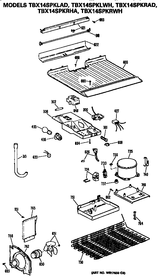 GE TBX14SPKRWH unit diagram