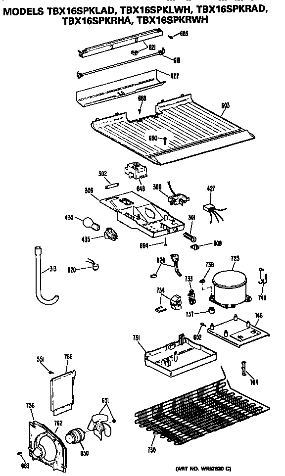 GE TBX16SPKRAD unit diagram