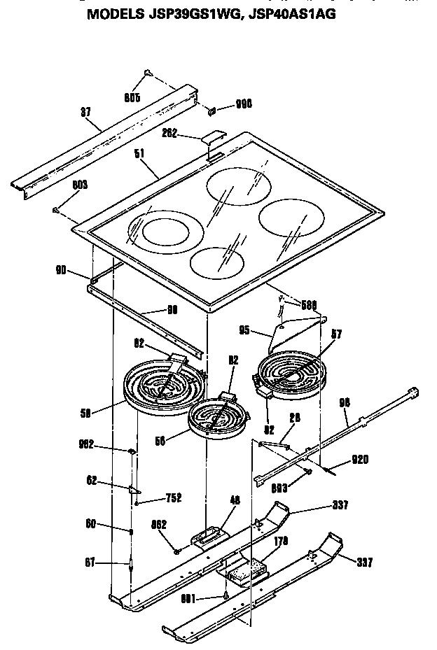 GE JSP40AS1AG top diagram