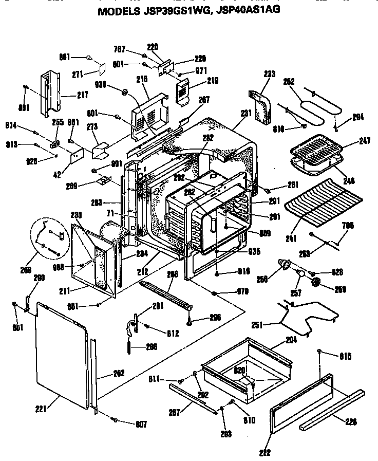 GE JSP40AS1AG oven diagram