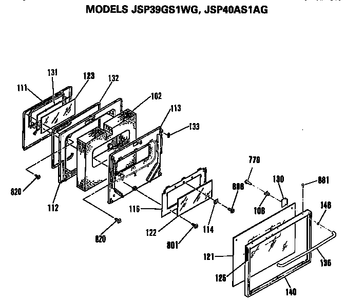 GE JSP40AS1AG door diagram