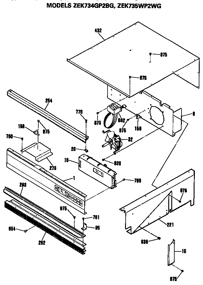 GE ZEK734GP2BG controls diagram