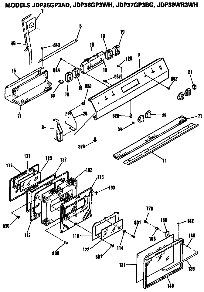 GE JDP37GP3BG controls/door diagram
