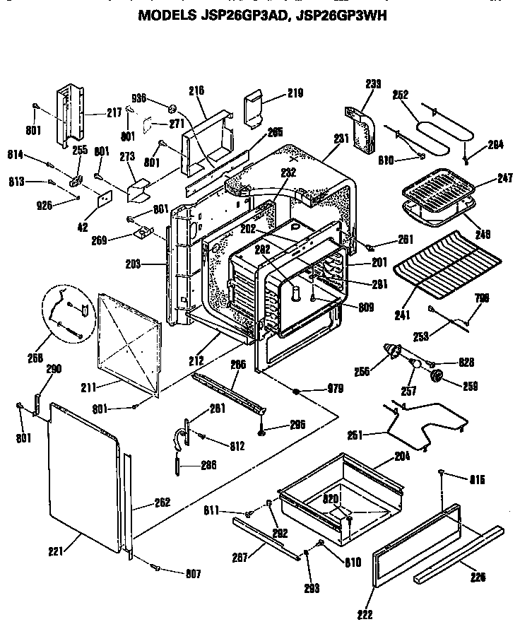 GE JSP26GP3WH oven diagram