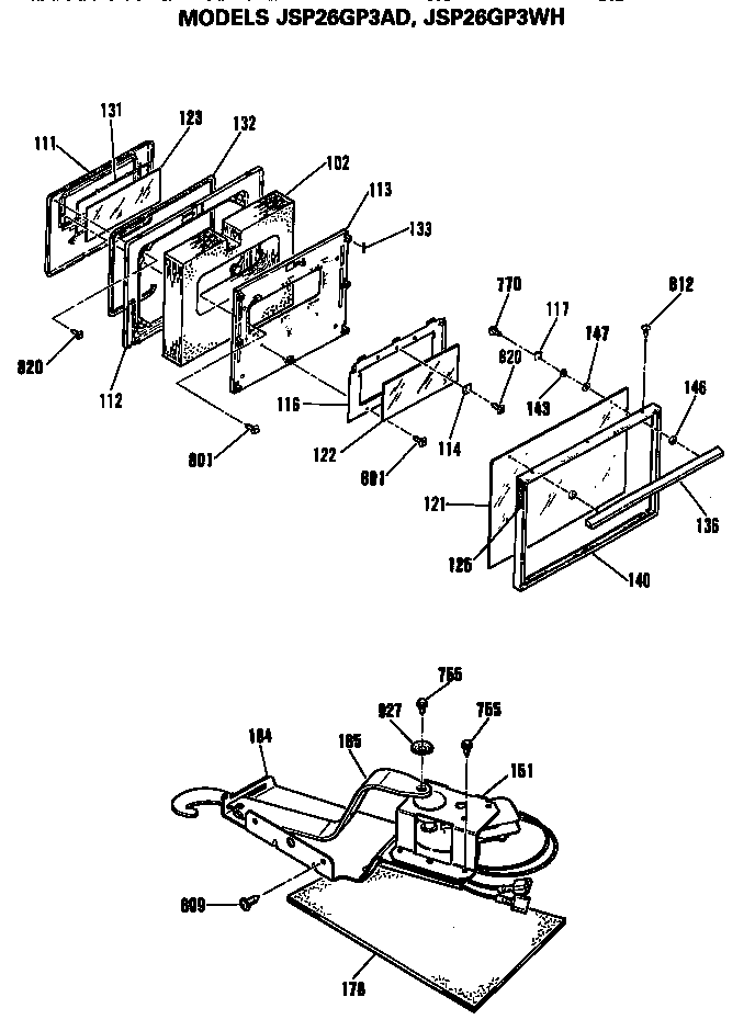 GE JSP26GP3WH door diagram