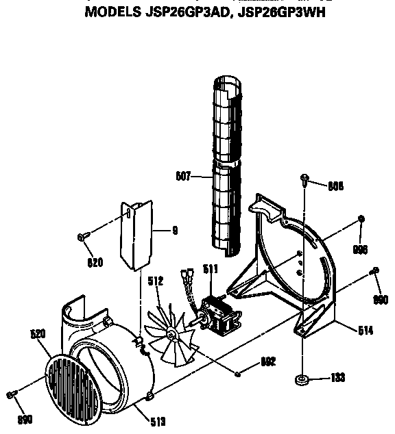 GE JSP26GP3WH exhaust diagram