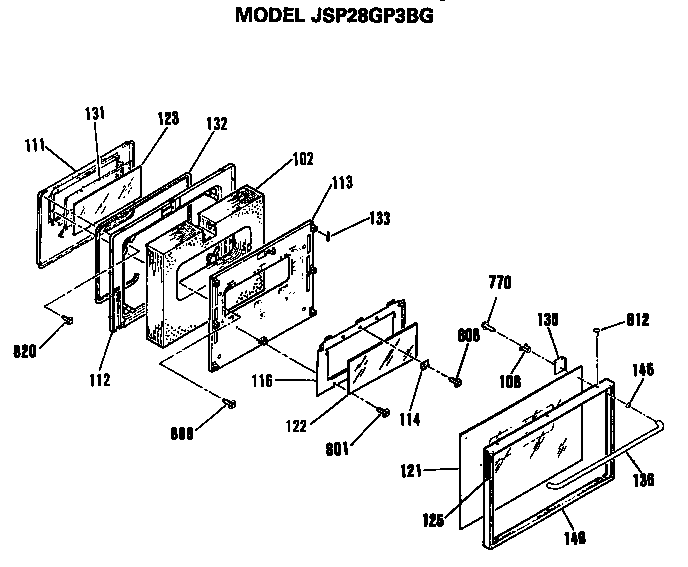 GE JSP28GP3BG door diagram