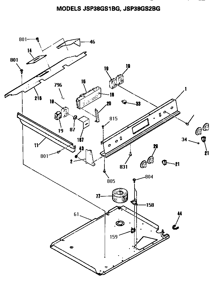 GE JSP38GS2BG control panel diagram