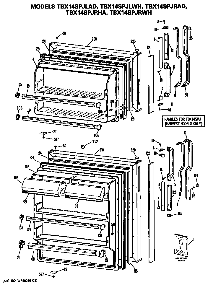 GE TBX14SPJRHA doors diagram