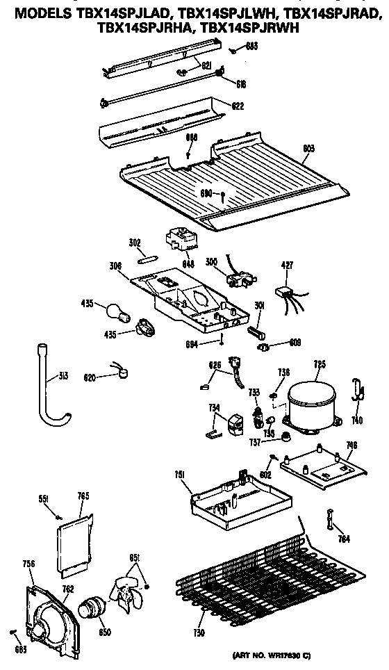 GE TBX14SPJRHA unit diagram