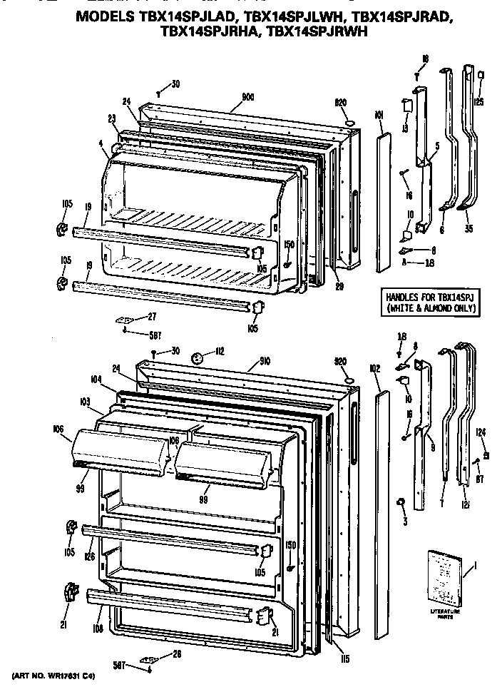GE TBX14SPJRHA doors diagram