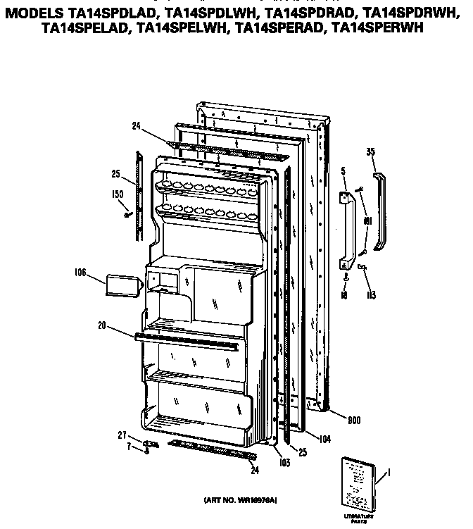 GE TA14SPDLWH door diagram