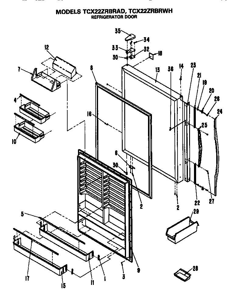 GE TCX22ZRBRAD fresh food door diagram