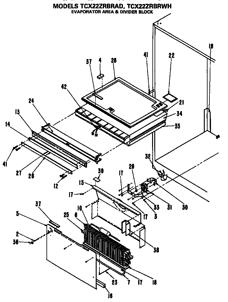GE TCX22ZRBRAD evaporator,divider diagram