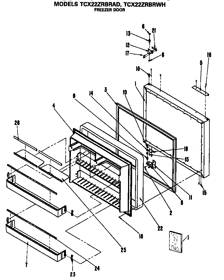 GE TCX22ZRBRAD freezer door diagram