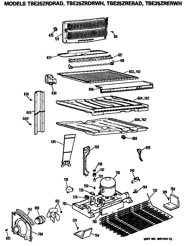 GE TBE25ZRDRAD unit diagram