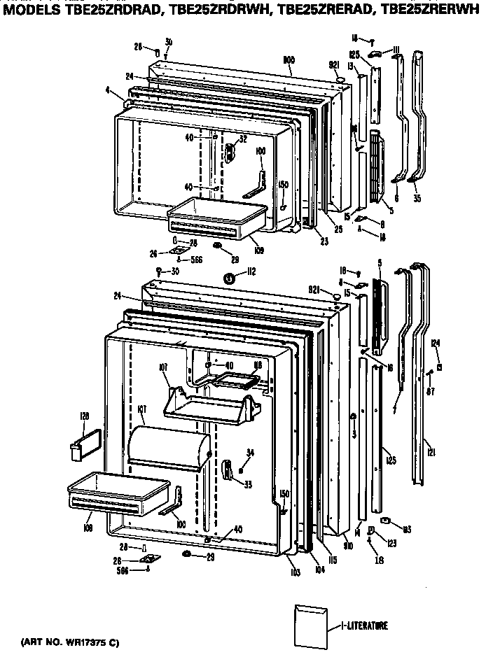 GE TBE25ZRDRAD doors diagram