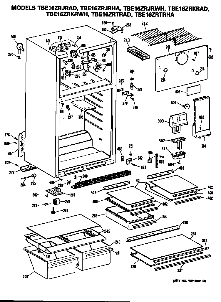 GE TBE16ZRJRWH cabinet diagram