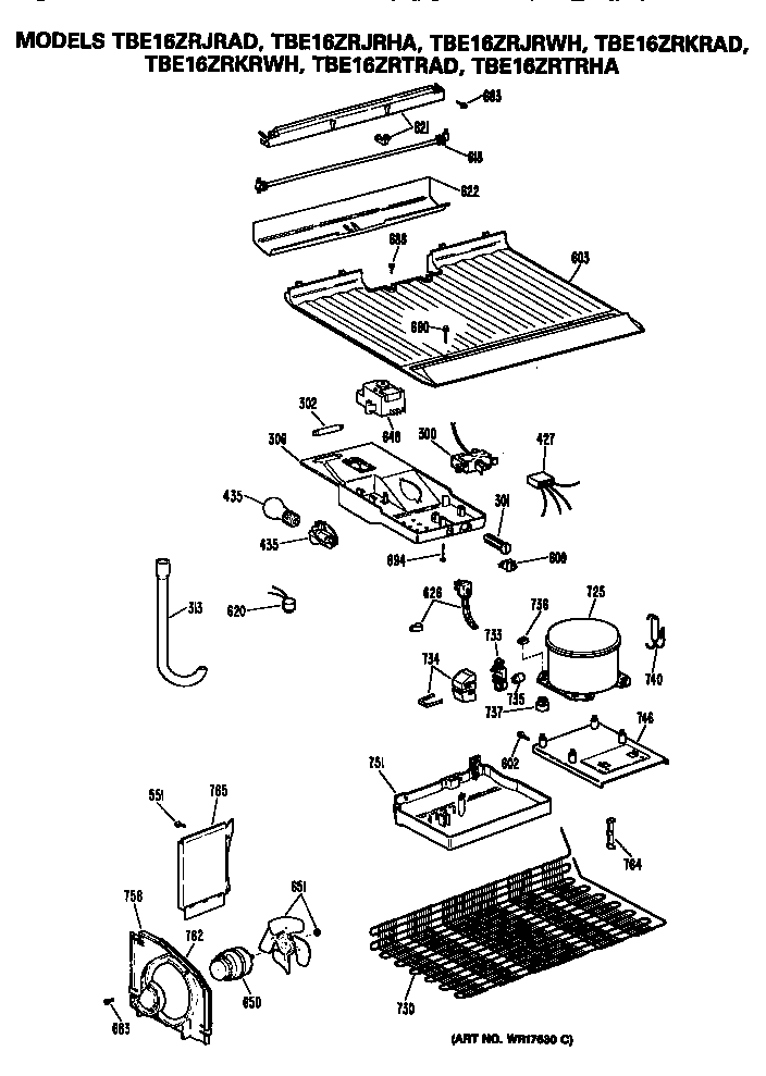 GE TBE16ZRJRWH unit diagram