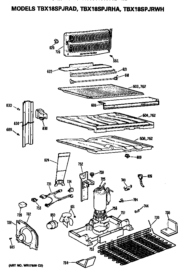 GE TBX18SPJRAD unit diagram