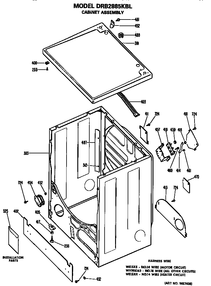 GE DRB2885KBL cabinet diagram