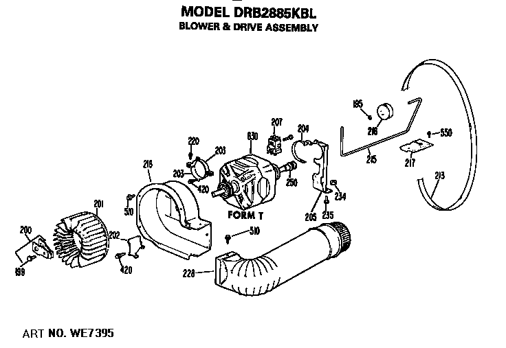 GE DRB2885KBL blower and drive diagram