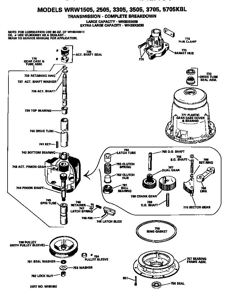 GE WRW3505KBL transmission diagram
